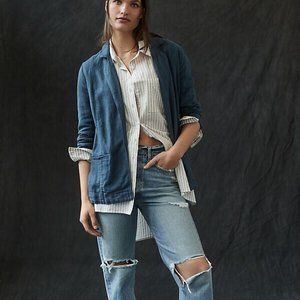 Anthropologie Vintage Washed Blazer Jacket Blue New 6 NWT 148$